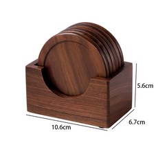 단단한 호두 나무 라운드 스퀘어 너도밤 매트 내구성 내열성 커피 패드 Placemats, 6pcs set, B ach Wood