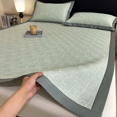 冰絲涼蓆 透氣蓆墊 學生宿舍雙人床席 可折疊空調蓆, 清新綠-牀蓆款,90x200cm涼蓆+枕套一隻