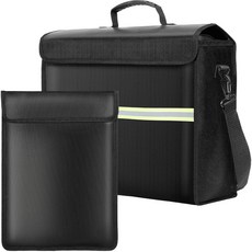 Fullhawl 2팩 1 093.3°C(2000°F) 내화성 문서 가방 세트 대형 안전 상자 잠금 장치 및 소형 파일 보관 정리함 휴대용 방수 가방 현금 귀중품용, Fullhawl 2팩 1,093.3°C(2000°F