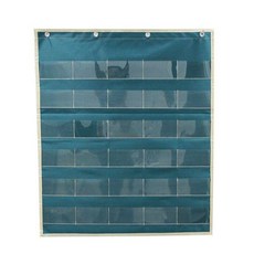 兒童識字卡掛袋 寶寶學習漢字拚音英文識字早教啟蒙卡帶 幼兒園掛袋, 5層墨綠（分格）30格,高密無紡佈（送粘鈎）