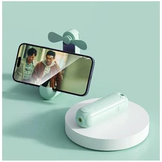미니 포켓 휴대용 팬 LED 손전등 메이크업 거울 충전기 보조베터리 아이폰 16 Xiaomi, 03 green