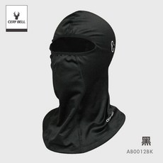 體溫魔術師 保暖騎行頭套 透氣耳洞設計 刷毛內裡面罩護頸 下拉式圍脖, 黑, 1個