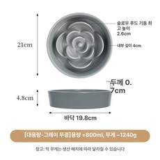 꽃잎 슬로우 식기 강아지 도자기 밥그릇 고양이, 사진과 동일, 1개, 큰 꽃잎 그릇 무광그레이