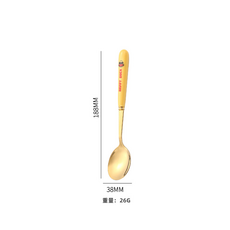HYLSS 小黃鴨不鏽鋼勺子禮盒餐具兒童甜品調羹飯勺, 1個, 1支装（小黄鸭）:如图所示（9595）