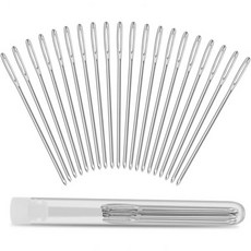 ERKUN 20피스 라지 아이 블런트 니들 2인치 재봉 가죽 프로젝트용 투명 병이 있는 스테인리스 스틸 스티칭