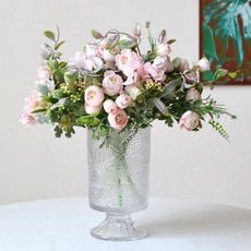 동백 수국 조화 장식 꽃다발 인테리어 소품 촬영용 가짜 꽃 장식용 플라워, FREE, 퍼플