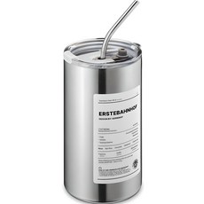 ERSTEBAHNHOF 不鏽鋼真空保溫吸管杯, 銀色, 600ml, 1個