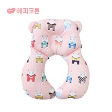 해피코튼 차량용 짱구목쿠션, 버니블라썸 핑크-M