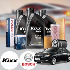 쉐보레 크루즈 1.6/1.8 가솔린 킥스 제로 0W30 퍼포먼스 합성엔지오일 필터세트