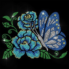 1개 뒷면에 핫멜트 접착제가 있는 유리 핫픽스 라인스톤 장식 나비 모양 액세서리 크기: 297x210mm, 혼합색