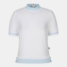 레노마골프 여성 배색 포인트 물결 자가드 하프넥 반팔 티셔츠 RWTRL6105-101 2802031