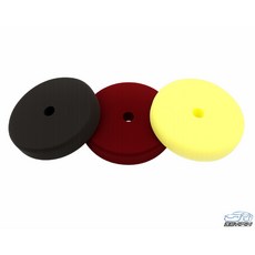 【逸品汽車百貨】6吋DA/GA機專用拋光海綿 粗拋中拋細拋 汽車美容專用 拋光打蠟海綿 黏扣盤海綿 打蠟盤 拋光墊, 黃+紅+黑各1片, 1個