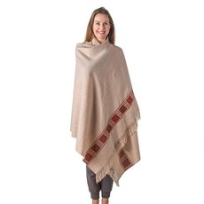 Om Shanti Crafts 명상 숄 또는 담요 비건 울 랩 오버사이즈 스카프 인도 담요. 유니 라이트 브라운._122644