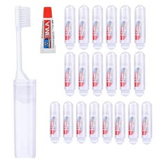 JOUGE 여행용 칫솔 세트 휴대용 접이식 부드러운 칫솔 미니 치약 키트 포함 캠핑 히키 출장용 (5개), 20개
