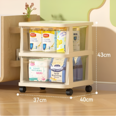 룸리 안전한 이동식 장난감 수납 정리함 리빙박스 서랍장 투명 대형 대용량 다용도, 2단