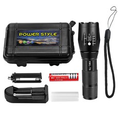 T6手電筒 強光手電筒 led手電筒 防水手電筒 伸縮變焦 登山 露營 照明燈具 充電手電筒, T6強光手電筒【黑色高配版】, 1個