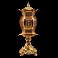 仿古宮燈財神燈關公燈佛前供燈led蓮花燈長明燈佛堂心經大號神燈 神明燈 供佛燈 長明燈 佛燈供燈 風水 擺飾 招財 佛燈, 【一支專拍】14.5寸道法自然/黃金, 1個