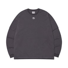 [노매뉴얼] LAYERED HENLEY NECK LONG SLEEVE TEE - CHARCOAL