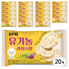 엘빈즈 유기농 라이스팝 과자, 혼합맛(단호박/브로콜리/자색고구마), 15g, 20개