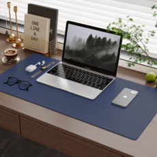 超大皮革桌墊 筆記型電腦辦公墊 防水耐髒辦公桌墊, 30cm*60cm, 鴉青藍【車線】