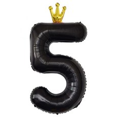 이벤트홀릭 초대형 왕관 숫자은박풍선, 블랙 5