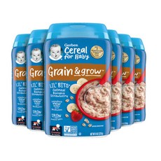 거버 릴 비츠 오트밀 바나나 스트로베리 베이비 시리얼, 6개, 바나나 딸기, 227g