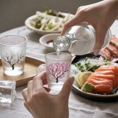 벚꽃 꽃피는 캠핑용 각인 색변하는 소주잔, 상세페이지 참조, 상세페이지 참조, 1개