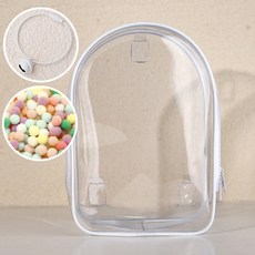 棉花娃娃痛包 高透明毛絨玩具展示防塵收納掛包 20cm娃娃外出遛娃包, 白色-加環加鈴鐺, 1個