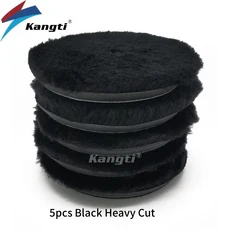 호환Kangti 자동차 광택기용 양모 연마 패드 고밀도 광택제 버핑 3 인치 5 6, 01 3 Inch Backer, 02 5 Black Heavy Cut