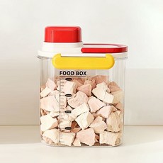寵物飼料桶 密封防潮 貓糧狗糧, 多巴胺紅蓋-【2.7L超大容量】,【雙層密封鎖鮮】-【專爲凍幹設計】, 1個