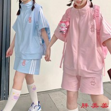 【M-5XL大尺碼】運動套裝女 大尺碼休閒運動服 寬鬆顯瘦學院風夏季短褲上衣兩件套