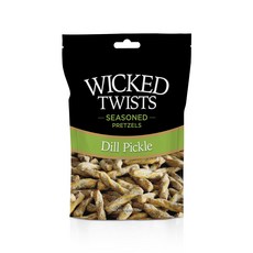 Wicked Twists Dill Pickle Seasoned Pretzels Twists 5.5 oz (1 Pack) Snack Pretzel Sticks Rods Bold F, 155g