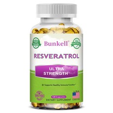 레스베라트롤 캡슐 1000mg - 천연 성분으로 삼키기 쉽고 비건 글루텐 프리 Non-GMO, 1개, 120회분