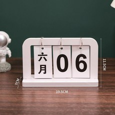 木質翻頁日曆 桌面擺件, 1個, 白色日厤架 帶卡片