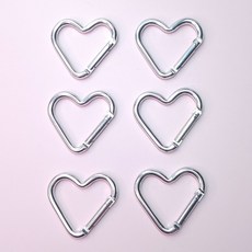 우아여우 하트 카라비너 키링 키홀더 에어팟 고리, 6개, 03 실버