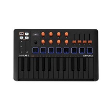 Arturia MiniLab 3 - 음악 프로덕션을 위한 범용 MIDI 컨트롤러 올인원 소프트웨어 패키지 포함 키 25개 멀티 컬러 패드 8개 화이트 (MiniLab 전용 딥, 블랙/오렌지