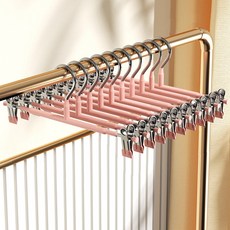 쿠빙홈 설렘뿜뿜 인테리어 논슬립 코팅 바지걸이 10개, 핑크