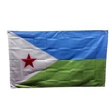 지부티 국기 대형 Djibouti flag 90x150cm 폴리에스터 야외용 구리링 이중스티치, 1개, BLUE+GREEN+WHITE+RED