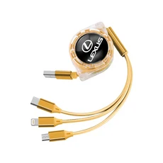 자동차 인테리어 3 In 1 고속 충전기 USB 데이터 케이블 액세서리 Lexus LS RZ IS350 CT200h GX460 LX570, 01 A-Gold