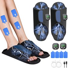 SAGONG 저주파 발마사지기 ems 무선 슬리퍼형 충전식 발바닥 마사지기, 블랙, SW-AM-02