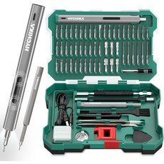 하이치카 정밀 드라이버 세트 52개의 마그네틱 비트 3개의 토크 설정 LED 조명 및 충전식 수리 도구 키트를 갖춘 미니 전기 67-in-1 컴퓨터 휴대폰 카메라용 키트