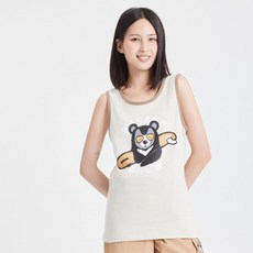 漂浮熱浪島 黑熊衝浪復古配色滾邊背心米杏款(男女適用), 米杏