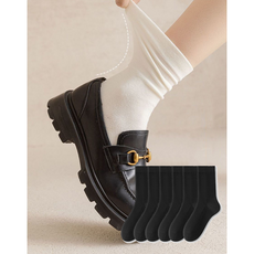 글리시 여성 프리미엄 무압박 양말 6켤레, 블랙