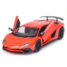 Zhijing 1:24 Lamborghini Aventador SV 쿠페 스포츠카 정적 다이 캐스트 차량 소장 모델 자동차 완구(빨간색), 1개