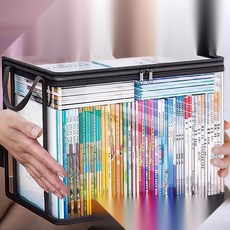 투명 서류 파일 보관함 대용량 책 정리 가방 방진 문서 상자, 1. 라지 1개