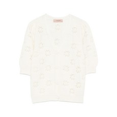 트윈셋 플로럴 패턴 버튼 업 가디건