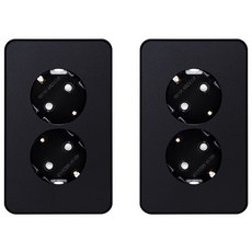 CHEIL ELECTRIC 2孔電源插座 金屬黑, 2個