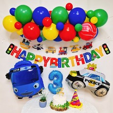 스마일파티 타요 풍선 생일파티세트 자동차풍선, 3세