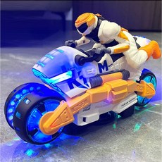 변신하는 led 오토바이 라이더 장난감 360도 회전 스피너, 1개, 충전방식 - 건전지삽입형