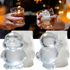 SIUPER 3D 덕 아이스 큐브 실리콘 몰드 트레이 위스키 칵테일 음료 바용 풍부한 디테일. DIY 공예를 위한 재미있는 동물 타바 스퀴시 초콜릿 비누 캔들 레진 선, 오리 몰드 2개